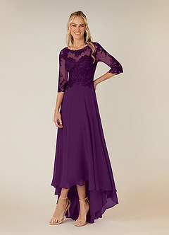 Azazie Monza Abiti per la Madre della Sposa Abito A-Line in Chiffon Pizzo Uva image1