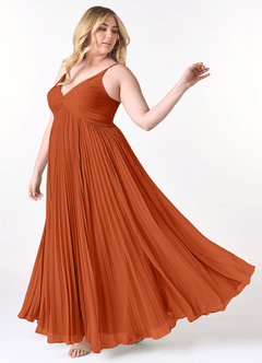 Azazie Raychelle Bridesmaid Dresses Burnt Orange A-Line V-Neck Chiffon Dress image9