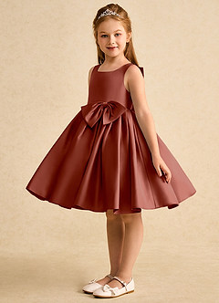 Azazie Jessie Flower Girl Dresses Auburn A-Line Bow Matte Satin Dress image4