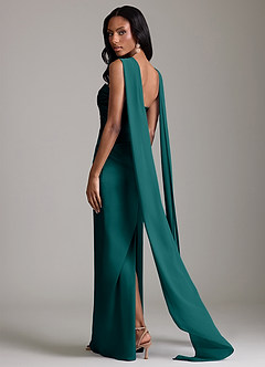 Azazie Sonora Vestidos de damas de honor Vestido de Pavo Real de Satén Elástico de Corte Recto con Sin tirantes image2