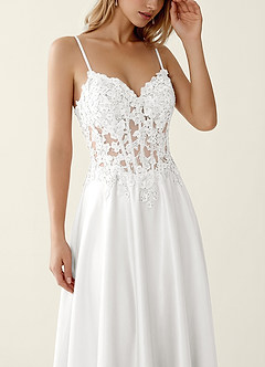 Corinna White Satin Lace Corset A-line Maxi Dress image5