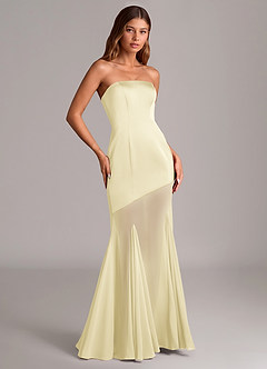 Azazie Uma Bridesmaid Dresses Lemon Sorbet Mermaid Strapless Chiffon Convertible Dress image3
