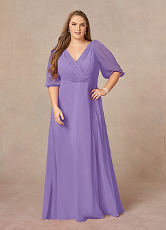 Azazie Bronwyn Mother of the Bride Dresses Tahiti A-Line V-Neck Ruched Chiffon Dress image6