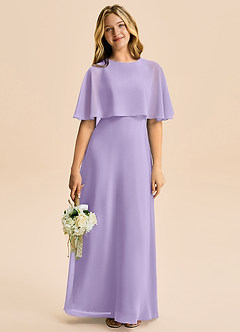 Azazie Maris Junior Linia A Szyfon Długość podłogi Młodsza druhna Sukienka image5