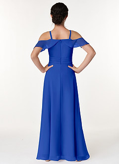 Azazie Dakota Junior Royal Blue A-Line Off the Shoulder Chiffon Dress image2