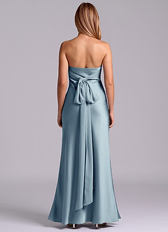 Azazie Ailanie Robes de demoiselle d'honneur Robe Fourreau en Satin extensible Sans bretelles Bleu Poussiéreux image7