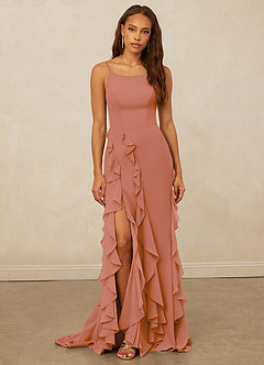 Christian Siriano Bridal for Azazie 1006 Brautjungfernkleider Meerjungfrau-Linie Gestreift Chiffon Kleid Mai Tai image3