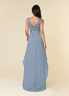 Azazie Xella Abiti per la Madre della Sposa Abito A-Line in Chiffon Pizzo Blu Polveroso image4