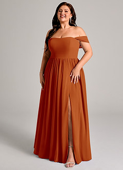 Azazie Calianna Bridesmaid Dresses Paprika A-Line Off the Shoulder Chiffon Convertible Dress image12