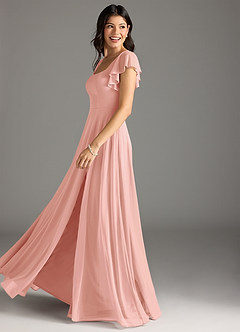 Azazie Bondi Bridesmaid Dresses Rosette A-Line Ruched Mesh Dress image7
