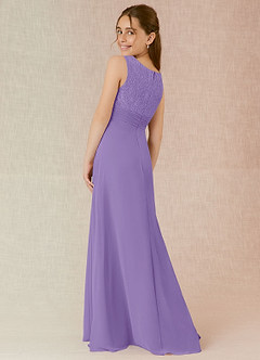 Azazie Snow Junior Tahiti A-Line Lace Chiffon Dress image2