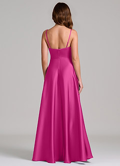 Azazie Amani Robes de demoiselle d'honneur Robe Trapèze en Satin extensible Plissée Fuchsia image5