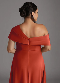 Azazie Milton Mother of the Bride Dresses Rust A-Line Pleated Stretch Satin Dress image10