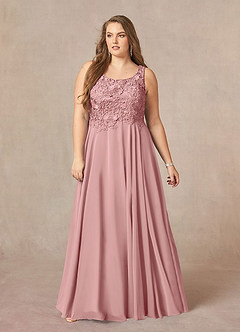 Azazie Kana Final Sale Dusty Rose A-Line Scoop lace Chiffon Dress image14