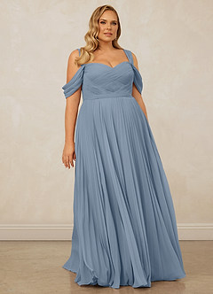Christian Siriano Bridal for Azazie 1013 Brautjungfernkleider A-Linie Schulterfrei Chiffon Kleid Staubblau image10