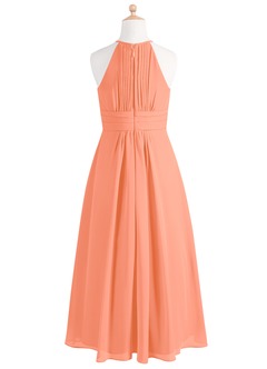 Azazie Bonnie Junior Sunset A-Line Pleated Chiffon Dress image6