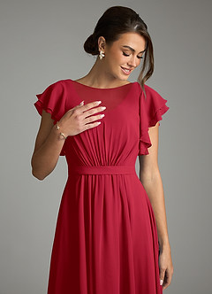 Azazie Daphne Modest Bridesmaid Dresses A-Line Ruffled Chiffon Floor-Length Dress image5