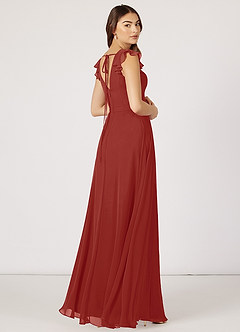 Azazie Claudine Bridesmaid Dresses A-Line Flutter Sleeve Chiffon Floor-Length Dress image5