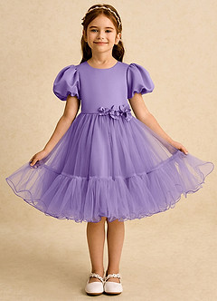 Azazie Cocoa vestidos de niña de las flores Vestido de Tahití de Tul de Princesa con Plisado image5