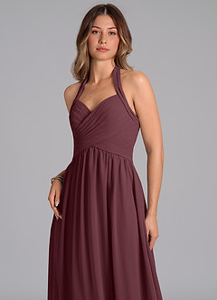 Azazie Darlyn Brautjungfernkleider A-Linie Plissee Chiffon Kleid Sangria image7