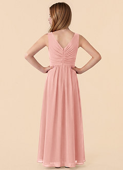 Azazie Skyla Junior Rosette A-Line Pleated Chiffon Dress image2