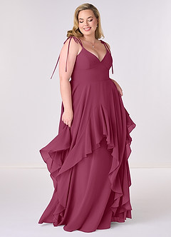 Barbie ♥ Azazie Bridesmaid Dresses Mulberry A-Line Bow Chiffon Dress image6