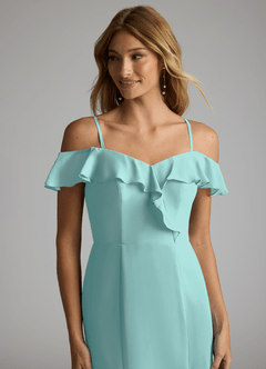 Azazie Sophie Bridesmaid Dresses Aqua A-Line Off the Shoulder Chiffon Convertible Dress image2