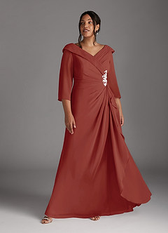 Azazie Jaycee Mother of the Bride Dresses Terracotta A-Line Chiffon Dress image9