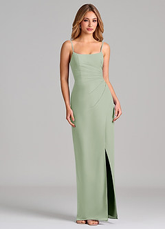 Azazie Calandra Suknie dla druhen Osłona Pofałdowany Szyfon Do ziemi Sukienka image5