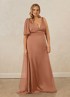 Christian Siriano Bridal for Azazie 1011 Kleider zum Anprobieren zu Hause Meerjungfrau-Linie Schleifen Stretch-Satin Kleid Bronzer image11