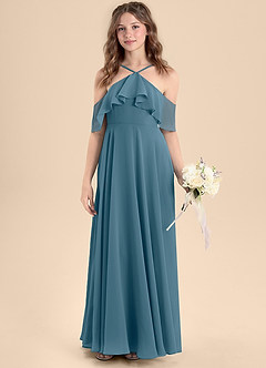 Azazie Tessabelle Junior Bermuda A-Line Off the Shoulder Chiffon Dress image4