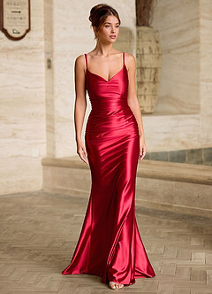 Scarlett Red Backless Lace-up Mermaid Prom Dress image3