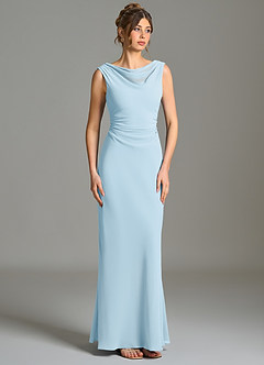 Azazie Kieryn Bridesmaid Dresses Sky Blue Mermaid Pleated Chiffon Dress image5