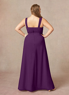 Azazie Weisz Mother of the Bride Dresses Grape A-Line Square Neckline Pleated Chiffon Dress image6