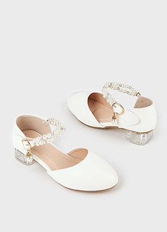 front Escarpins à talons compensés et brides en perles pour fille