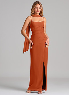 Azazie Calandra Suknie dla druhen Osłona Pofałdowany Szyfon Do ziemi Sukienka image1