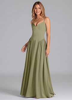 Azazie Kirby Bridesmaid Dresses Pistachio A-Line Stretch Satin Dress image4