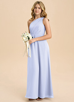 Azazie Phaedra Junior Vestido de Lavanda de Gasa de Corte en A con Plisado image5