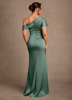 Azazie Rutha Mother of the Bride Dresses Eucalyptus Sheath One Shoulder Stretch Satin Dress image2