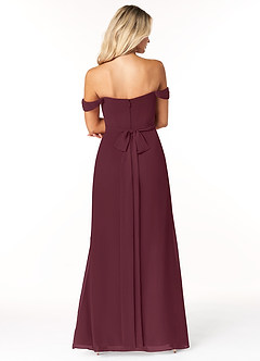 Azazie Joretta Final Sale Cabernet A-Line Off the Shoulder Chiffon Convertible Dress image2