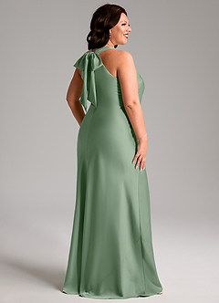 Azazie Doretta Bridesmaid Dresses Matcha Mermaid Pleated Stretch Satin Dress image7