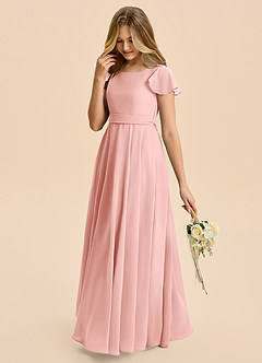 Azazie Cady Junior Rosette A-Line Pleated Chiffon Dress image5