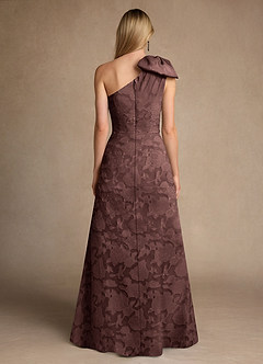 Azazie Easton Mother of the Bride Dresses Espresso Ball-Gown One Shoulder Floral Burnout Dress image2