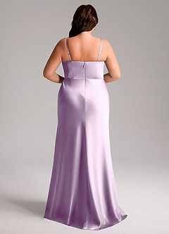 Azazie Lidia Vestidos de damas de honor Vestido de Lila Esmerilada de Satén Elástico de Corte Sirena con Corte Lateral image2