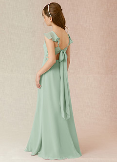 Azazie Everett Junior Agave A-Line Chiffon Dress image4