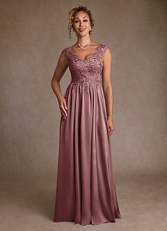 Azazie Amethyst Mother of the Bride Dresses Vintage Mauve A-Line Lace Dress image4