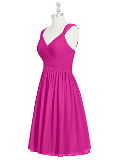 Azazie Angie Brautjungfernkleider A-Linie Korsett Chiffon Kleid Fuchsia image9