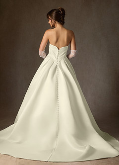 Azazie Adelise Wedding Dresses Cream Ball-Gown Strapless Satin Dress image6