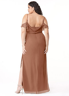 Azazie Emeralda Bridesmaid Dresses Bronzer Sheath Off the Shoulder Chiffon Dress image8