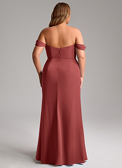 Azazie Saige Abiti da Damigella Abito Convertibile A-Line in Chiffon Spalle Scoperte Terracotta image15